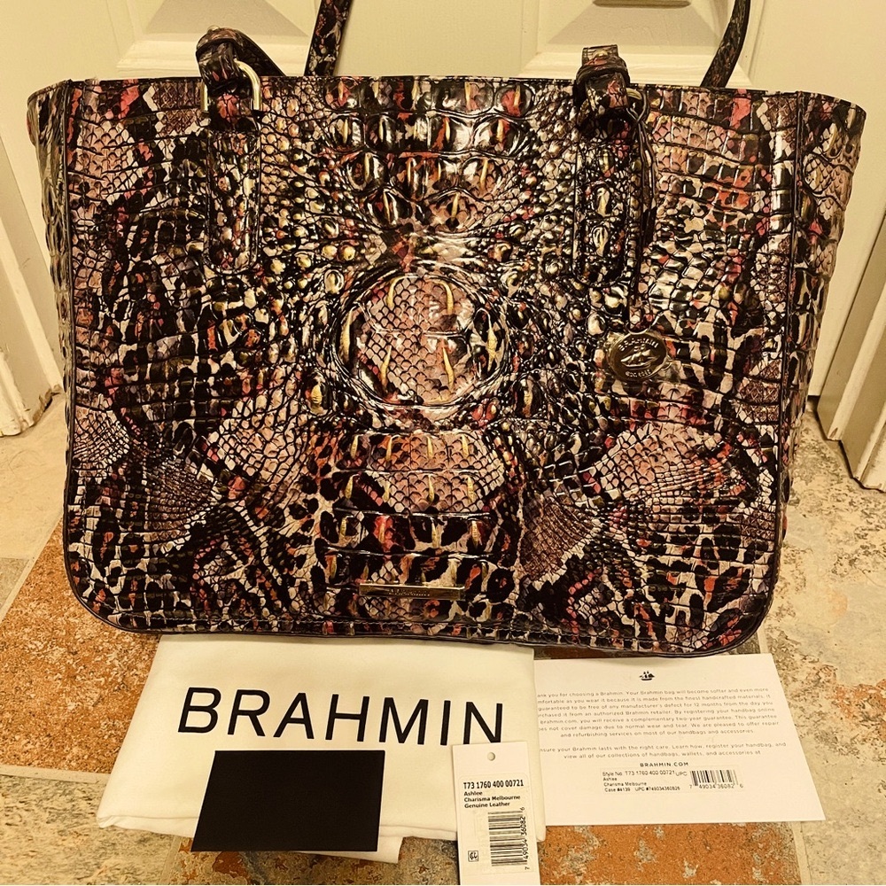 NWT!! Brahmin Ashlee Leather Tote Bag in Charisma Melbourne Leopard Print!